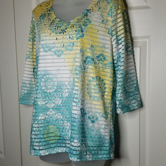 Onque Casuals Tops - Onque Casual, 0028, Semi Sheer Shirt Sz M